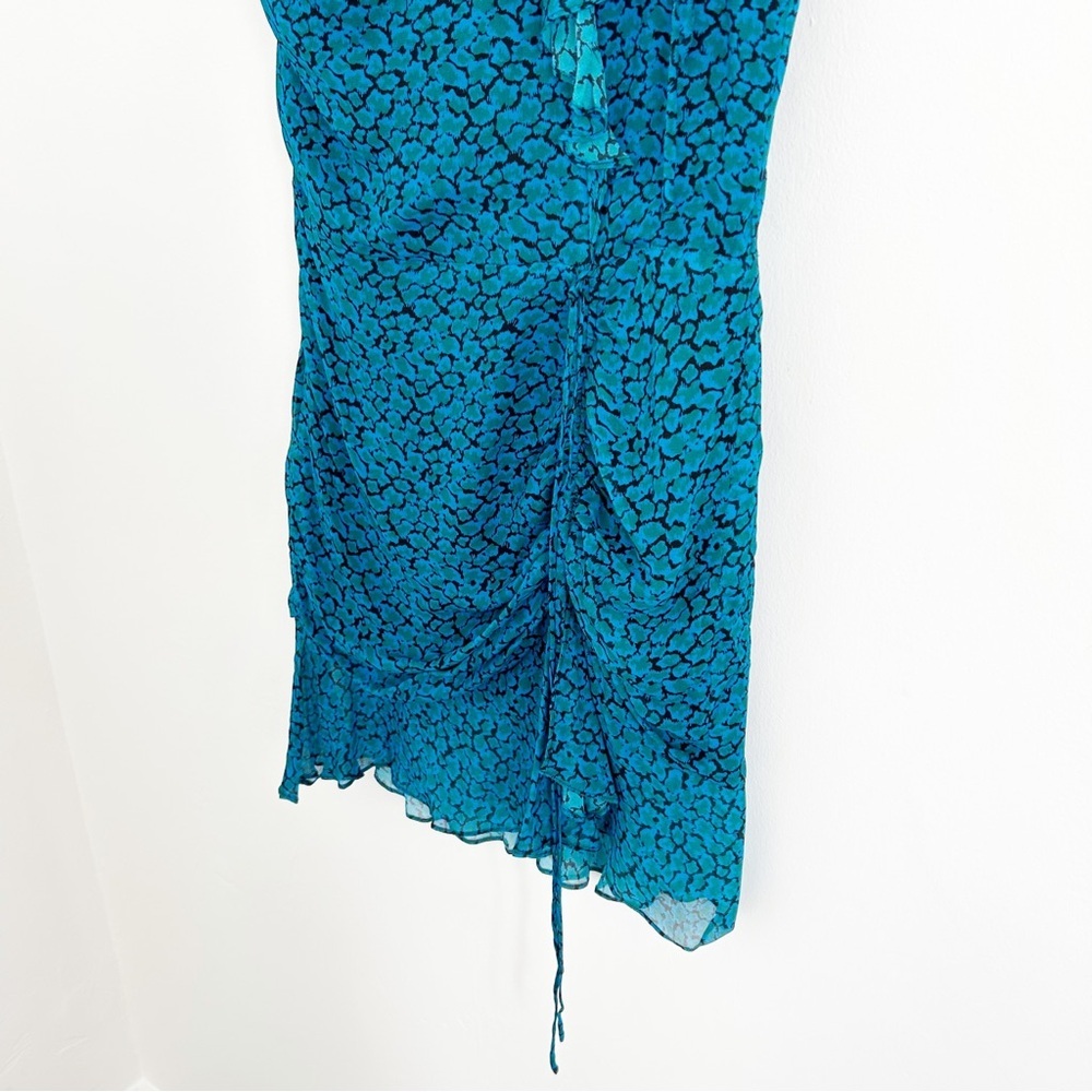 Karina Grimaldi Revolve Tana One Shoulder Ruched Mini Dress Teal Size XS - Picture 5 of 13